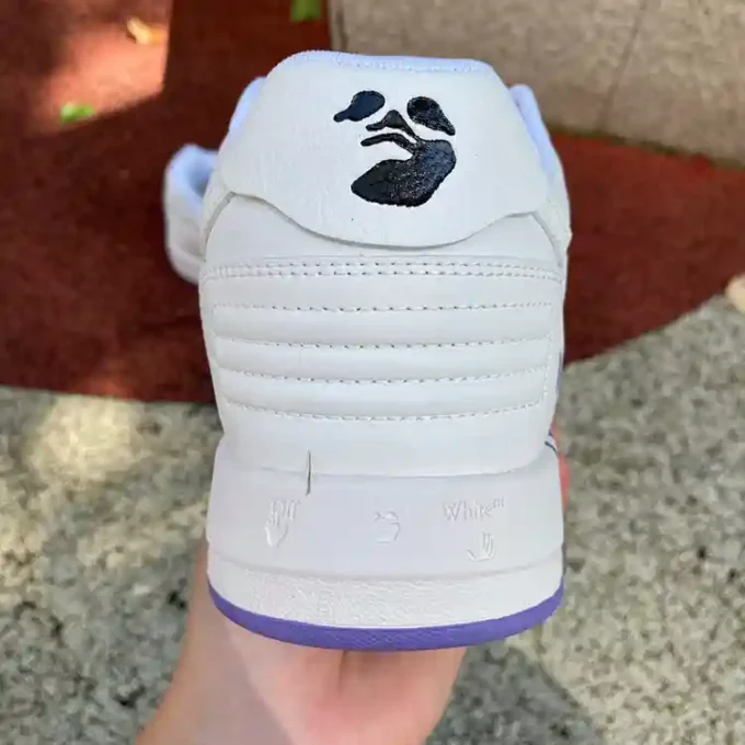 OW White Purple Hand-Painted OFF-WHITE Out Of Office Leather Low-Top Sneakers