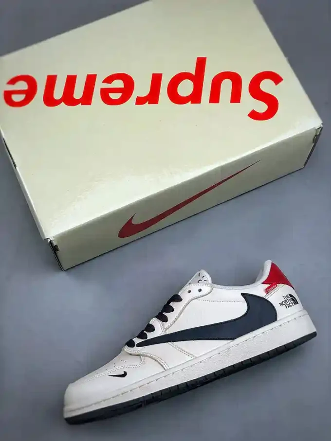 Travis Scott x Fragment Design x Air Jordan 1 Low OG SP x Supreme x The North Face "Off-White Red Tail Black Swoosh"DIY1688-003