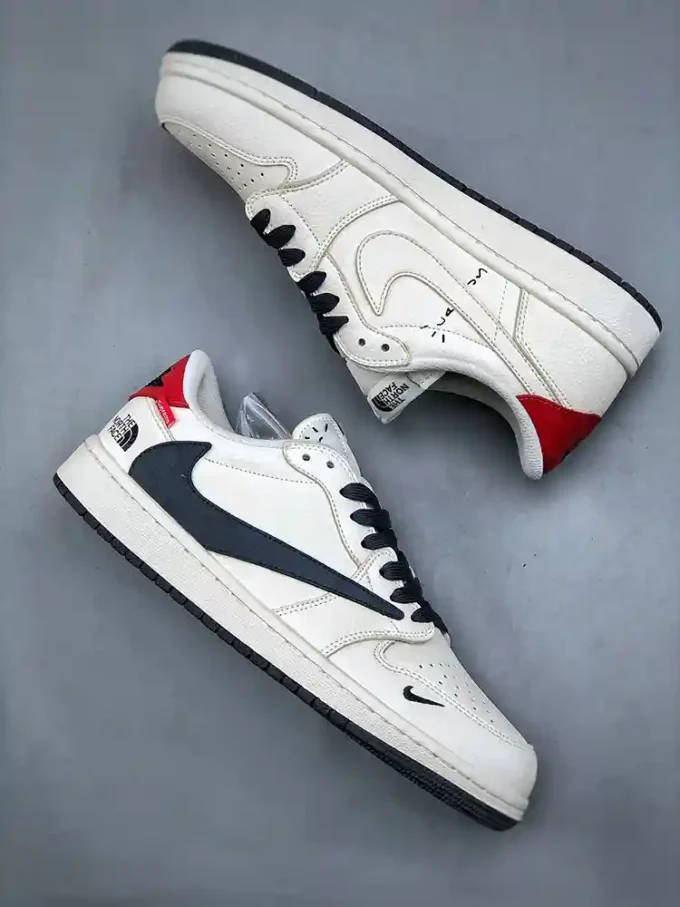 Travis Scott x Fragment Design x Air Jordan 1 Low OG SP x Supreme x The North Face "Off-White Red Tail Black Swoosh"DIY1688-003